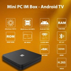 Mini PC IM Box, Android TV, Mira Cast, 4K Ultra HD, Quad-Core 2.0 GHz, távirányítóval