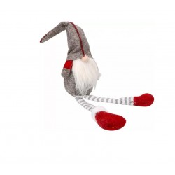 Procart Játék manó 50 cm, dekoratív karácsonyi figura, textil, piros és szürke