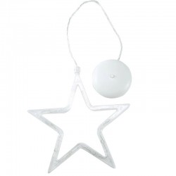 Procart Csillag alakú LED dekoráció ablakra, meleg fehér fény, elemmel működik, 19 x 1 x 19 cm