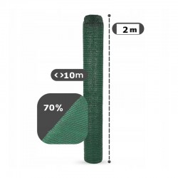 Procart Árnyékoló és védőháló 2x50 méter, árnyékolási fok 70%, sűrűség 70 g/m², HDPE, zöld