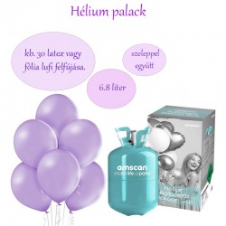 Hélium palack 30 lufi felfújásához, latex és fólia, 6,8 l űrtartalom, egyszer használható