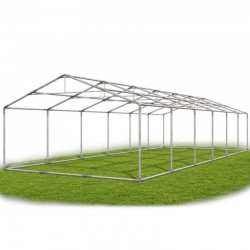 PROCART Rendezvénysátor, pavilon 12x6x3,7 m, tűzálló PVC, 72 m2 felület, 12 ablak, horganyzott acélváz, fehér színű.