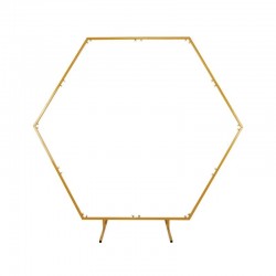 PROCART Rendezvény dekoráció boltív, hatszögletes forma, fém keret, átmérő 2 m, arany színű