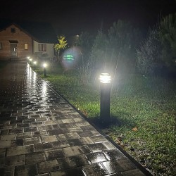 Kerti lámpatest, LED 60W, magasság 80 cm, alumínium, polikarbonát és hőkezelt üveg