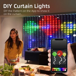 PROCART Intelligens fényfüzér, függöny típus 2x2 m, 400 LED, telefonos vezérlés, Bluetooth, zeneszinkronizálás, DIY üzemmód