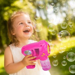 Elektromos szappanbuborékfújó készülék, 150 ml-es oldattartály, 5 fúvóka, elemmel működtethető