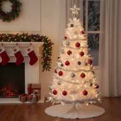 Brad de Craciun Artificial Alb, caliatate Premium, 180 cm, suport cadou