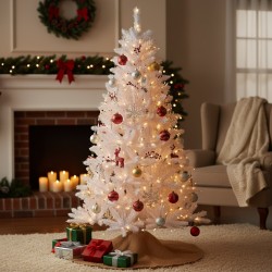 Prémium fehér fenyő műkarácsonyfa – 12 szint, 422 tűlevél, 128 cm alap, 200 cm