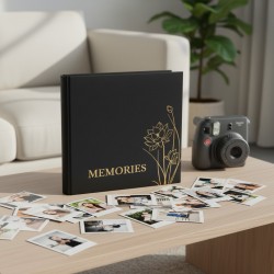 Fotóalbum 10x15, 500 fotó, elegáns fekete borító virágmintával