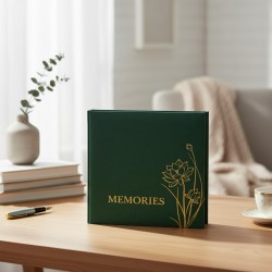 Fotóalbum, 500 db 10x15 cm-es fényképhez, zsebes kialakítás, virágmintás, zöld