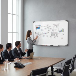 ProCart® mágneses tábla, fehér, 90x120 cm, alumínium keret, jelzőtartó, falra szerelhető