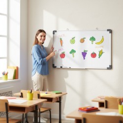 ProCart Mágneses tábla 60 x 90 cm, alumínium keret, csúszó tálca, fehér lakkozott felület