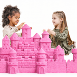 Rózsaszín kinetikus homok 3 kg, 6 formával, felfújható tálca 45x58 cm