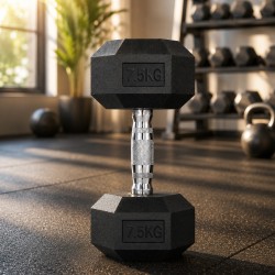 Professzionális hatszögletű kézisúlyzó 7.5 kg, ergonomikus markolattal, edzőterembe és home gym használatra