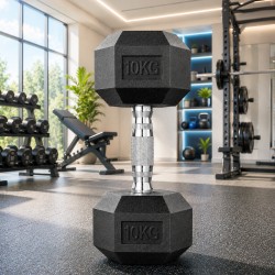 Professzionális hatszögletű kézisúlyzó 10 kg, fokozott tapadással, ergonomikus markolattal, sokoldalú használatra