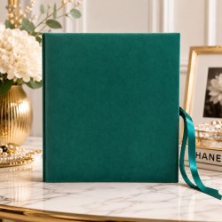 Elegans Velvet fotoalbum 500 db 10x15 cm-es fotohoz, zold barsony boritassal, premium fekete lapokkal