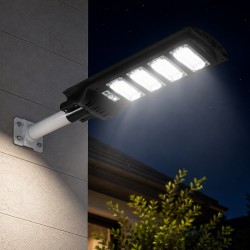 Procart Napelemes utcai lámpa 100W, mozgásérzékelő, hideg fehér fény 6500K, 3 világítási mód, távvezérlés, alumínium