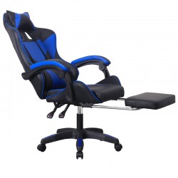 Procart Ergonomikus játékszék, fejtámasz, behúzható lábtámasz, állítható magasság, fekete-kék