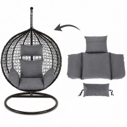 Fuggesztheto tojasfotel parna, leveheto huzattal, cipzaras, moshato, 165 g poliester, szurke