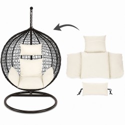 Feher fuggesztheto tojasfotel parna, leveheto huzattal, moshato, premium kenyelem