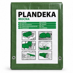 Megerősített vízálló ponyva, 6 x 8 m, 110 g/m², UV-álló, fém rögzítőgyűrűkkel, zöld színben
