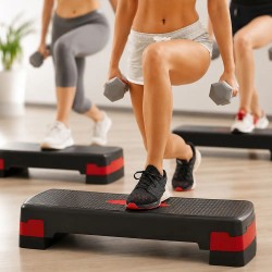 Állítható Magasságú Aerobic Step Pad, 2 Fokozat, 10/15 cm, Csúszásmentes Fitness Lépcső, 68 × 28 cm, 120 kg