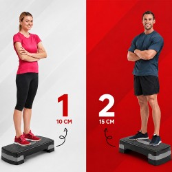 Prémium aerobik lépcsőzőgép, 2 szint magas, csúszásmentes fitnesz platform, strapabíró, teherbírás 120 kg, 68x28x10/15 cm