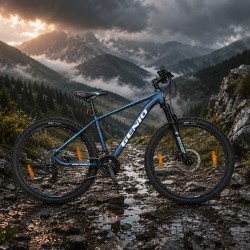 Genio MTB kerékpár, 27,5 hüvelykes, 27 LTWOO sebesség, mechanikus fékek, alumínium váz, kék-ezüst