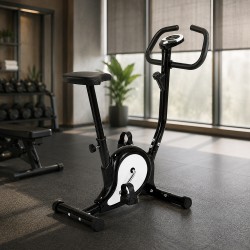 Fitnesz kerékpár, állítható magasságú ülés, LCD monitor, idő, sebesség, távolság, kalória, ergonomikus kormány, max. 100 kg