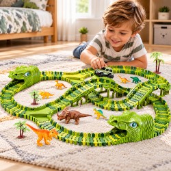 Procart Dino Park autópálya, 8 dinoszaurusz, Off-road elektromos autó, 240 rugalmas pályasáv