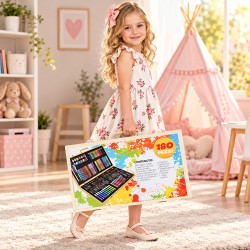 ProCart® Festő és rajzkészlet, 180 db, fatároló doboz