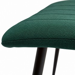 PROCART Étkezőszék, szövet kárpitozás, teljes magasság 91 cm, szélesség 43 cm, fekete fém lábak, elegáns stílus, zöld színű