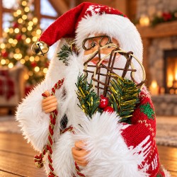 Procart Mikulás figura, ruhával, sapkával és kiegészítőkkel, 30 cm