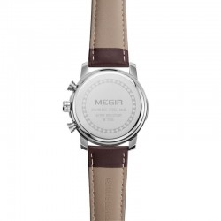 Ceas barbatesc, quart, analog, cronograf, data, piele ecologica, Megir