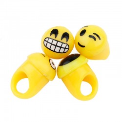 Inel Emoji Face, LED multicolor, 3cm, set 4 emoticoane, galben
