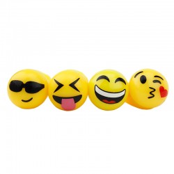 Set inele Emoji, LED multicolor, 4 emoticoane smiley face, 30mm, galben