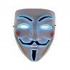 Masca Anonymous, fir electroluminescent neon, 3 moduri iluminare, unisex