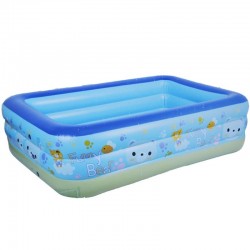 Piscina gonflabila copii, dreptunghiulara 180x140x60 cm, 3 inele, albastru