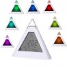 Ceas digital forma piramida, iluminat LED, 8 melodii, alarma, temperatura