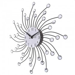 Ceas de perete cu cristale, mecanism Quartz, 50 cm, cifre arabe, otel