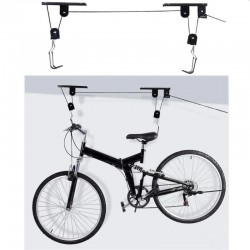 Suport bicicleta cu scripete, fixare tavan, material otel, capacitate 20 kg, negru