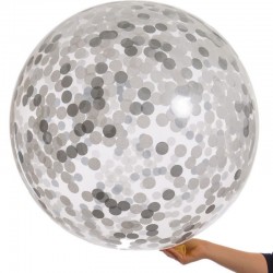 Balon confetti, latex transparent, diametru 18 inch, petrecere