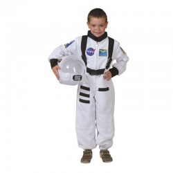 Costum comandant naveta spatiala pentru copii, poliester, alb