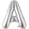 Balon folie litera A, inaltime 41 cm, aer si heliu, argintiu