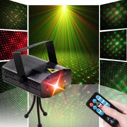 Proiector laser 6 modele, rosu si verde, telecomanda, senzor sunet