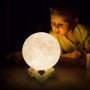 Lampa luna 3D 12cm, lumineaza multicolor, telecomanda, 5 moduri, suport lemn
