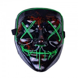Masca Purge cu fir El Wire, lumineaza verde, invertor, 3 moduri iluminare, horror