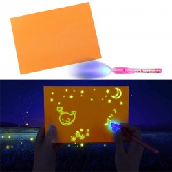 Tablita fosforescenta interactiva, rescriptibila marker UV, lumineaza orange