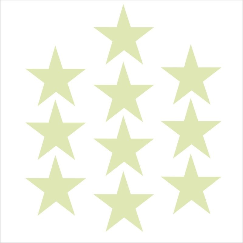 ProCart® Glow foszforeszkáló öntapadós csillag matrica, 10 db készlet, zölden világít, vinyl, 3 cm