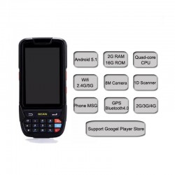 Terminal POS portabil cu SIM, Android 5.1, PDA Cititor coduri bare 1D